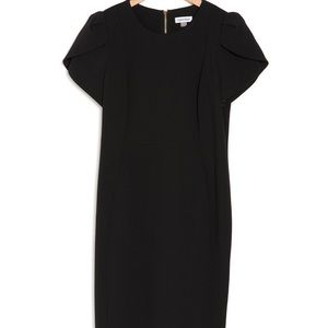 Calvin Klein tea length tulip sleeve dress-Black